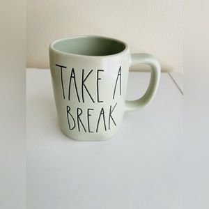Rae Dunn Take A Break Green Ceramic Mug